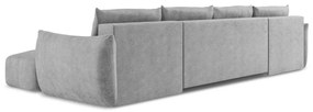 Colțar gri deschis extensibil cu tapițerie din chenille (în formă de "U") Leila – Makamii
