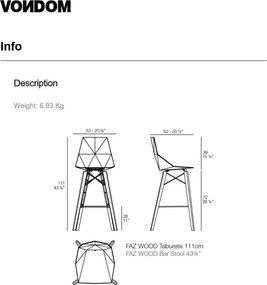 Set 4 scaune de bar cu brate de interior design modern premium FAZ CHAIR counter lemn 54304