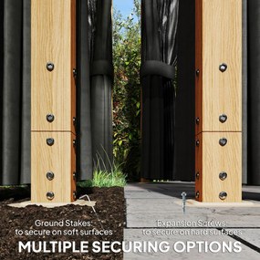 Outsunny Pavilion de grădină cca. 4x3 m Aluminiu cu acoperiș din policarbonat 6 mm, plasă anti-țânțari, 4 laterale, aspect lemn, Lemn natural | Aosom Romania