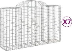 vidaXL Coșuri gabion arcuite 7 buc, 200x50x120/140 cm, fier galvanizat