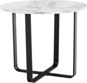 Masuta cafea SALINO, alb cu efect de marmura, metal, 60x60x50 cm