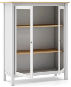 Vitrină alb/natural din lemn de pin 90x110 cm Misti – Marckeric