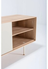 Comodă TV albă/în culoare naturală din lemn de stejar 180x64 cm Fina – Gazzda