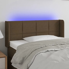 3123213 vidaXL Tăblie de pat cu LED, maro închis, 83x16x78/88 cm, textil