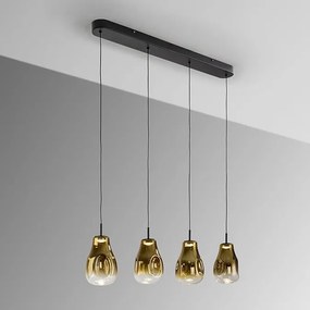 Lustra cu 4 pendule LED design modern Aledis negru/ auriu