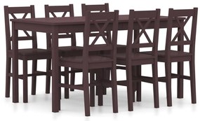 vidaXL Set mobilier de bucătărie, 7 piese, maro închis, lemn de pin