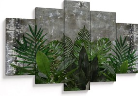 Tablou - Zid de beton cu plante (150x105 cm)