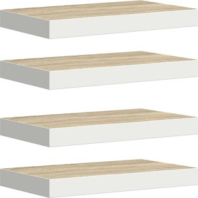 vidaXL Rafturi perete suspendate 4 buc. alb/stejar 50x23x3,8cm MDF