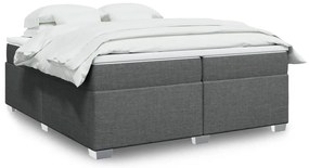 vidaXL Pat box spring cu saltea, gri închis, 200x200 cm, textil