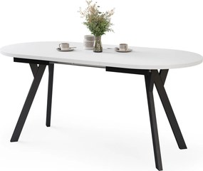 Mazzoni Masă ovală extensibilă ALMO Alb Mat / picioare negre