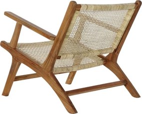 Fotoliu din ratan împletit manual, cu structură din lemn masiv de tec, natur, 69×78×68 cm, „Lombok"