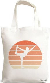 Sacosa de Panza pentru Cumparaturi, Geanta Tote Yoga 6, 38x34.5 cm, Alba, BEKZ®