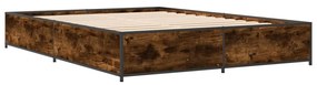 3279864 vidaXL Cadru de pat, stejar afumat 120x190 cm lemn prelucrat și metal