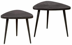 Set masute de cafea Viola din lemn de mango negru 50 si 60 cm