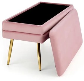Banca dormitor Velva roz/gold - H37 cm
