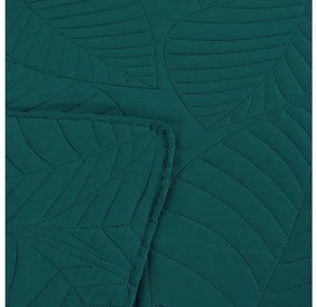 Cuvertura de pat turcoaz cu model LEAVES Dimensiuni: 200 x 220 cm