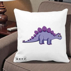 Perna Personalizata Stegozaur Mov, 40x40 cm, Alba Mata, Husa Detasabila, Perna Inclusa, BEKZ®