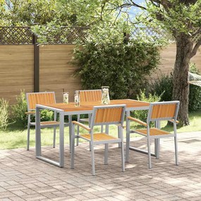 vidaXL Set de masă pentru grădină 5 pcs Gri și maro 160 x 80 x 75 cm
