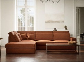 Colțar arămiu cu tapițerie din chenille (cu colț pe partea stângă/în formă de ”L”) Kirou – Maison de Rêve