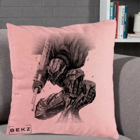 Perna Personalizata Berserk Guts Armor of Darkness Manga, 40x40 cm, Roz, Husa Detasabila, Perna Inclusa, BEKZ®
