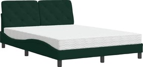 vidaXL Pat cu saltea, verde închis, 140x200 cm, catifea