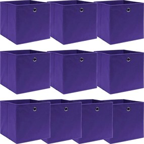 vidaXL Cutii depozitare, 10 buc., violet, 32x32x32 cm, textil