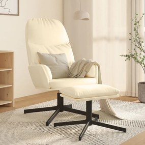 3097409 vidaXL Scaun de relaxare cu taburet, alb crem, imitație piele întoarsă