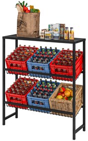 HOMCOM Raft depozitare, ajustabil în înălțime, metal stabil, design compact, capacitate de încărcare 210 kg, Negru | Aosom Romania