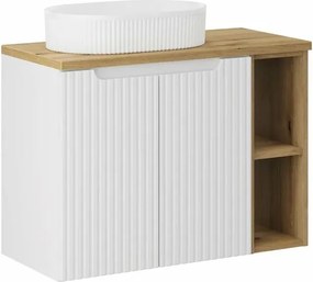Set dulap baza suspendat 80 cm cu blat, lavoar si dulap suspendat Comad Nova alb mat