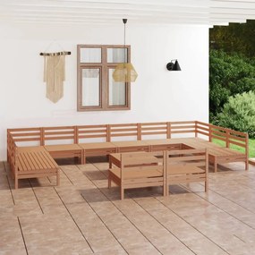 3083462 vidaXL Set mobilier de grădină, 13 piese, maro miere, lemn masiv pin