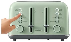 Prajitor de pаine BUYDEEM DT640E, 1800W, 4 felii, 7 programe automate, 7 trepte de prajire, indicatori LED, Tavi pentru firimituri, Pop-up inalt, Verde