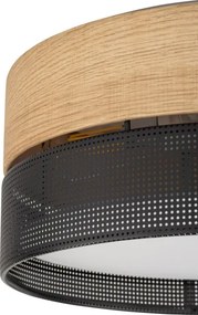 Plafonieră NICOL 4xE27/15W/230V Ø 50 cm furnir/negru
