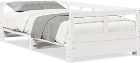 vidaXL Pat de zi fără saltea, alb, 80x200 cm, lemn masiv pin