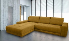 Coltar extensibil ADRIA, universal, stofa catifelata galben mustar - M