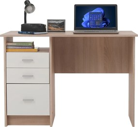 Birou SAMSON NEW, stejar sonoma/alb, PAL melaminat, 110x55x76 cm
