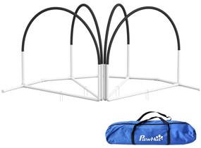 PawHut Lot de 4 piese echipament agility - hooper agility - arceau antrenament pentru câini, obstacol cu sac de transport | Aosom Romania