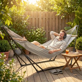 Outsunny Suport Pliabil pentru Hamac Lungime 290 cm Lungime Reglabilă Material Oțel cu Husă de Transport Sarcină 120 kg Negru | Aosom Romania