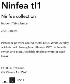 Veioza, Lampa de masa design modern, Ninfea ap2, alb