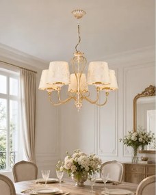 Brilagi - Lustru cu lanț SONIA 5xE27/15W/230V Ø 64 cm crem/patină