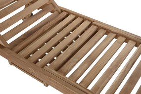Șezlong exterior din lemn de tec cu roți și spătar reglabil, finisaj natural, „Marino”