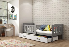 Expedo Pat pentru copii FLORENT P1 + SD + saltea + somieră GRATIS, 80x190, grafit, alb