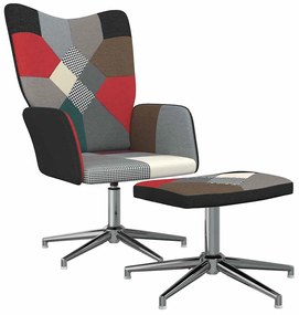 vidaXL Scaun de relaxare cu taburet, textil, petice