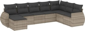 vidaXL Set mobilier de grădină cu perne, 8 piese gri deschis poliratan