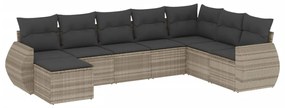 3254099 vidaXL Set mobilier de grădină cu perne, 8 piese gri deschis poliratan