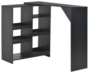 vidaXL Masă de bar cu raft mobil, negru, 138x39x110 cm