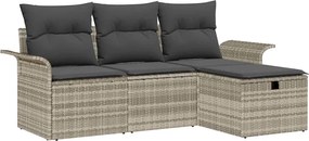 vidaXL Set de canapele pentru grădină cu pernă 4 pcs Rattan poli