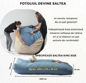 Set Fotoliu King Size cu Otoman (suport picioare) si Perna, Material Textil - Lavanda