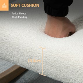 HOMCOM Scaun Balansoar Minimalist cu Pernuțe pentru Scaun și Spătar, Scaun pentru Sufragerie din Lemn de Caucciuc, Pluș și Spumă, 60x81x71 cm, Crem | Aosom Romania