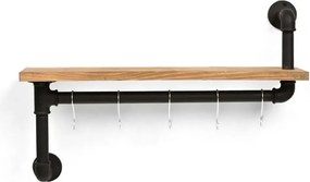 Raft stil industrial cu agatatori bucatarie Homs 50x12  nuc-negru