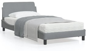 373125 vidaXL Cadru de pat cu tăblie, gri deschis, 100x200 cm, textil